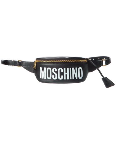 Moschino Logo Print Leather Belt Bag - White