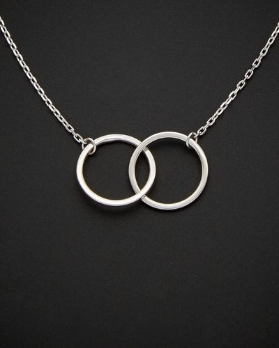 Italian Gold 14k Double Circle Necklace - Black