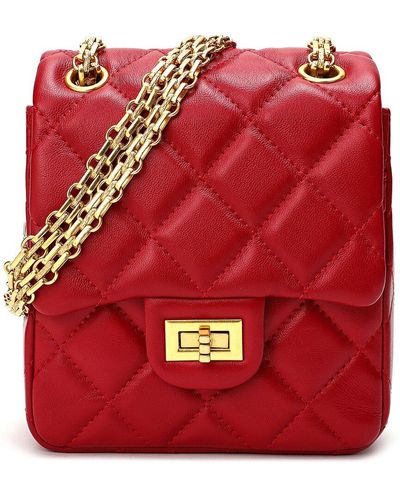 Tiffany & Fred Paris Quilted Sheepskin Leather Crossbody - Red