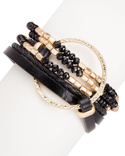 Saachi Leather Go With The Flow Bracelet - Black