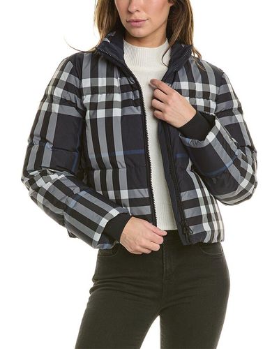 Burberry Check Cropped Down Puffer Jacket - Black