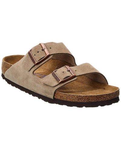 Birkenstock Arizona Narrow Fit Leather Suede Footbed Sandal - Gray
