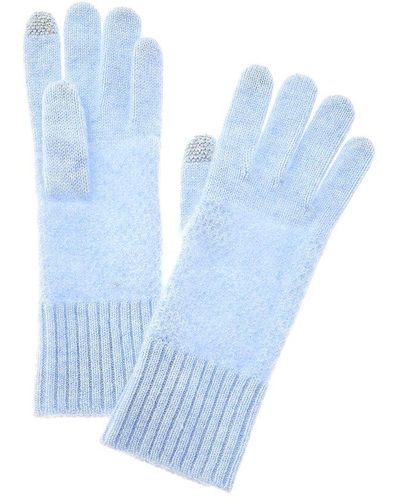 Hannah Rose Honeycomb Cashmere Gloves - Blue