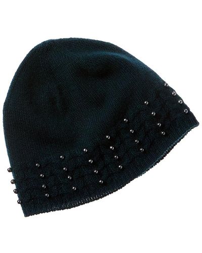 Forte Pearl Studded Cashmere Hat - Blue