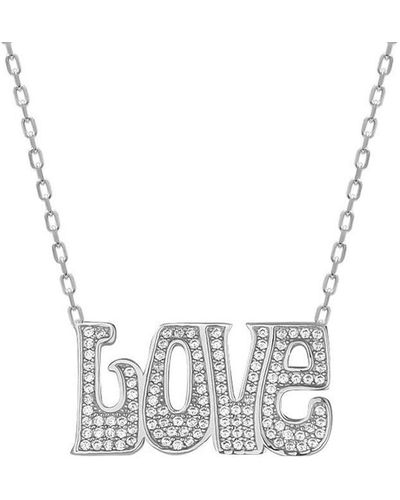 Glaze Jewelry Silver Cz Love Necklace - White