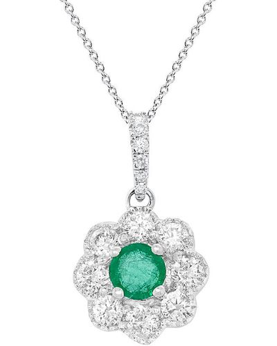 Diana M. Jewels Fine Jewellery 14k 0.44 Ct. Tw. Diamond & Emerald Necklace - White