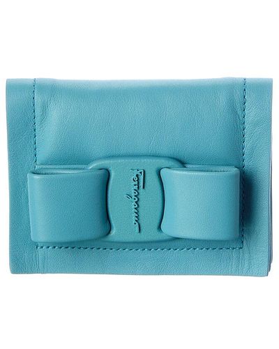 Ferragamo Viva Bow Leather Card Holder - Blue