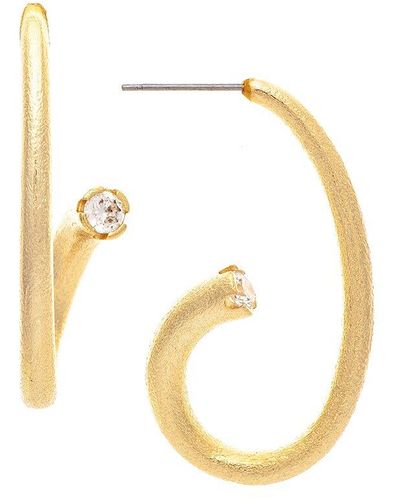 Rivka Friedman 18k Plated Cz Satin Tube End Cap Earrings - Metallic