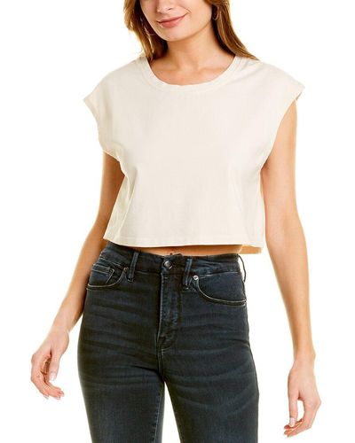 GOOD AMERICAN Essential Cropped Shoulder T-shirt - White