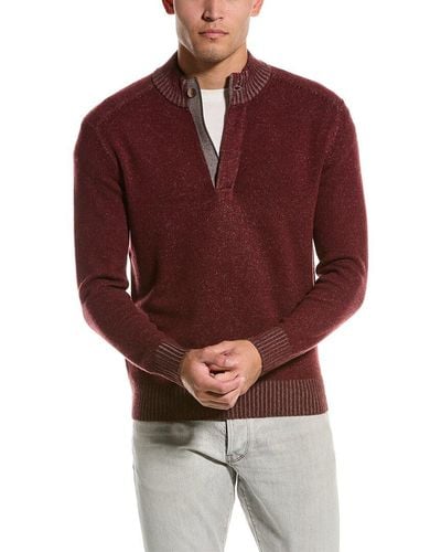 RAFFI Mock Wool & Cashmere-blend 1/4-zip - Red
