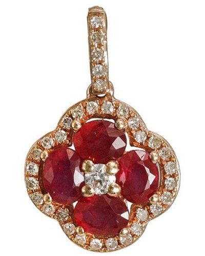 Diana M. Jewels Fine Jewelry 14k Rose Gold 1.12 Ct. Tw. Diamond & Ruby Necklace - Multicolor