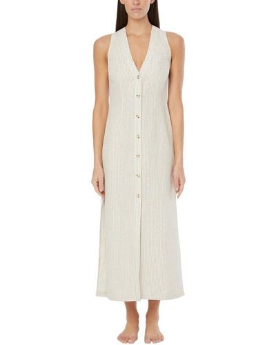 Onia Air Linen-blend Button Down Maxi Dress - White