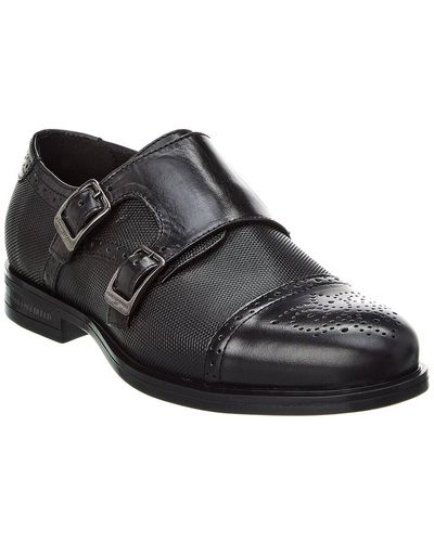 Karl Lagerfeld Double Monk Leather Oxford - Black