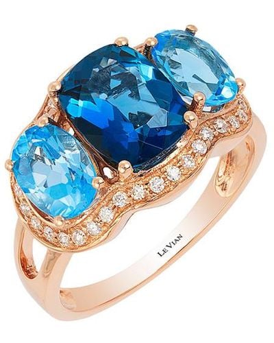Le Vian Le Vian 14k Rose Gold 4.07 Ct. Tw. Diamond & Blue Topaz Ring