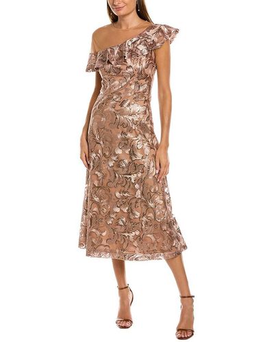 JS Collections Lucy Lace Midi Dress - Metallic