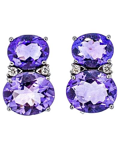 Arthur Marder Fine Jewelry Silver 0.17 Ct. Tw. Diamond & Amethyst Earrings - Blue