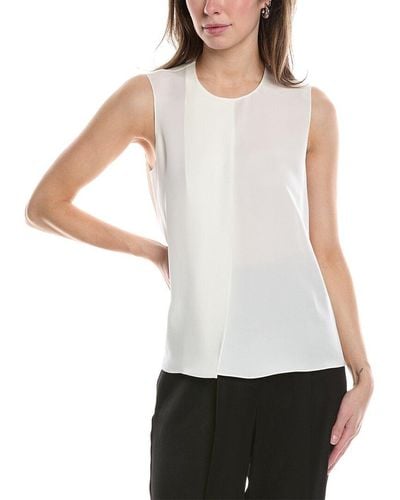Theory Flap Straight Silk Blouse - White