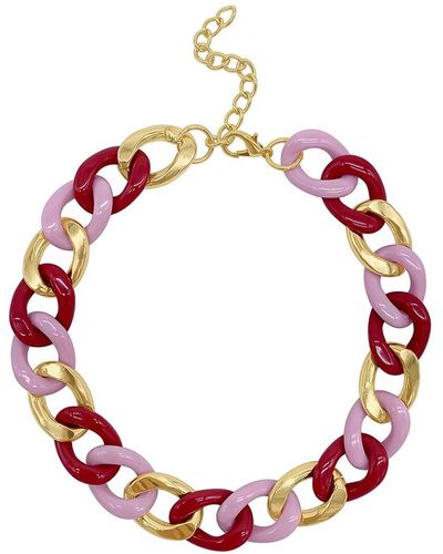 Adornia 14k Plated Curb Chain Necklace - Red