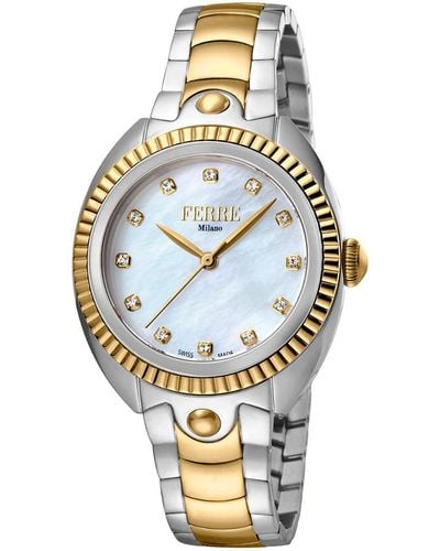 Ferré Quartz White Dial Watch - Metallic