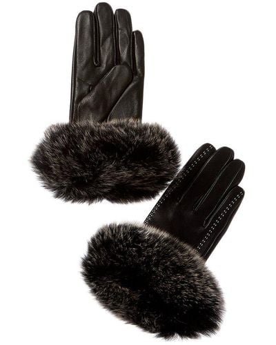 La Fiorentina Stitch Detail Leather Gloves - Black