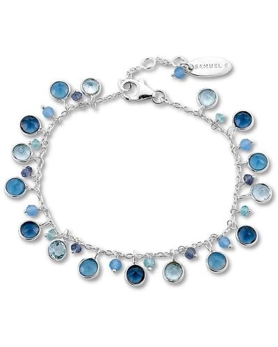 Samuel B. Silver Gemstone Charm Bracelet - Blue