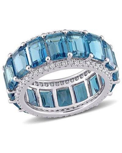 Rina Limor 14k 11.80 Ct. Tw. Diamond & Topaz Eternity Ring - Blue