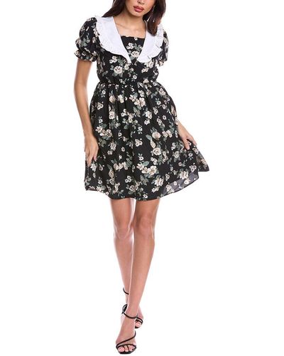 Avantlook Floral Mini Dress - Black