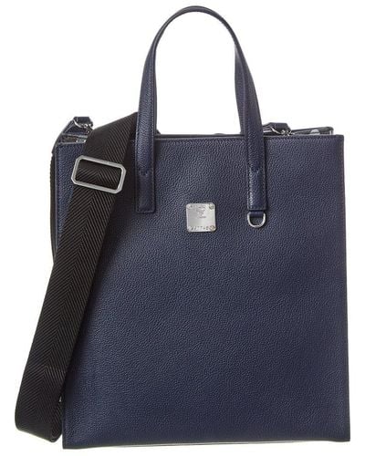 MCM Camo Leather Messenger Bag - Blue