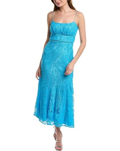 ML Monique Lhuillier Lace Midi Dress - Blue