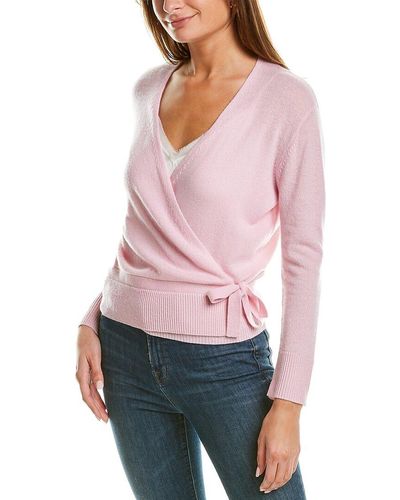 Hannah Rose Cashmere Wrap Sweater - Pink