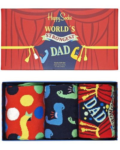 Happy Socks 3pk Father's Day Sock Gift Set - Red
