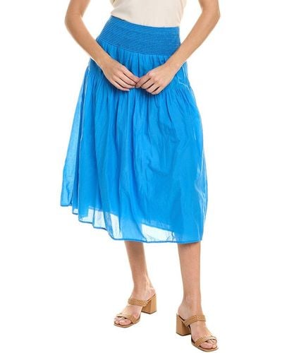 Nation Ltd Yumi Smocked Tiered Midi Skirt - Blue