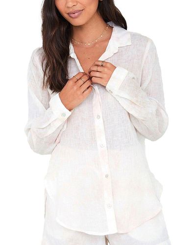 Bella Dahl Button Down Linen Shirt - White