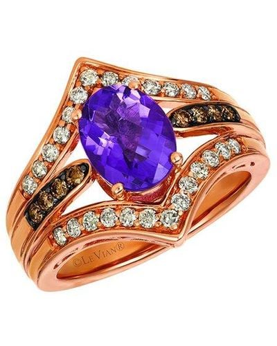 Le Vian Le Vian 14k Strawberry Gold 0.48 Ct. Tw. Diamond & Amethyst Ring - Blue