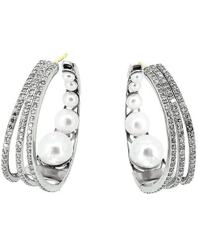 Arthur Marder Fine Jewelry 14k & Silver 2.23 Ct. Tw. Diamond 4mm-10mm Pearl Earrings - White