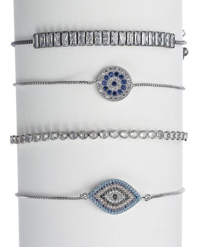 Eye Candy LA Luxe Collection Cz Evil Eye Set Of Bracelets - Gray