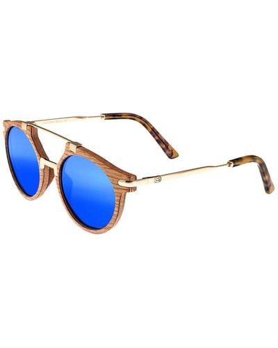 Earth Wood Unisex Petani 49mm Polarized Sunglasses - Blue