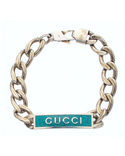 Gucci Silver Tag Bracelet - Blue