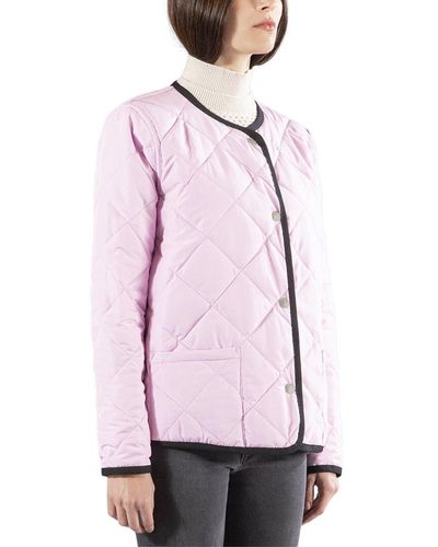 Jane Post Short Reversible Collarless Quilted Coat - Pink
