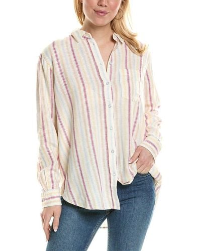 Three Dots Linen-blend Button-up Shirt - Natural