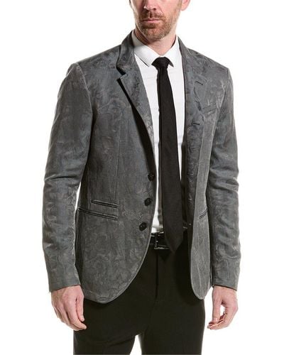 John Varvatos Slim Fit Linen-blend Jacket - Grey