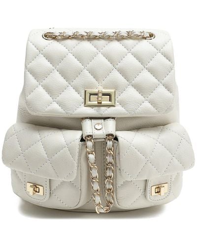 Tiffany & Fred Paris Quilted Leather Backpack - White