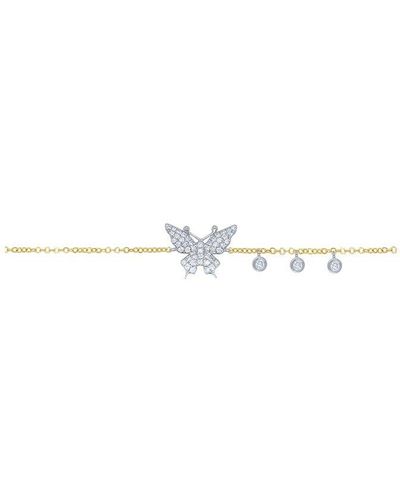 Meira T 14k Two-tone 0.21 Ct. Tw. Diamond Butterfly Bracelet - White