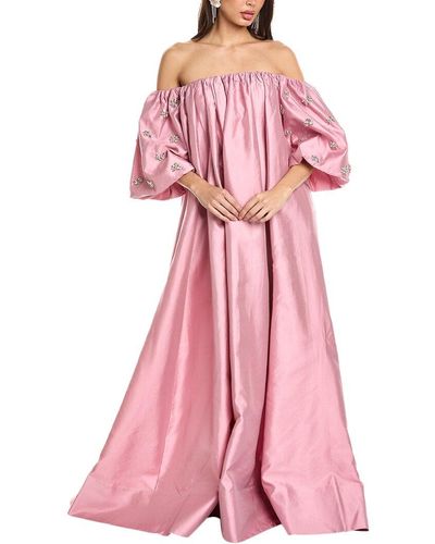Rachel Gilbert Violet Beaded Silk-blend Gown - Pink