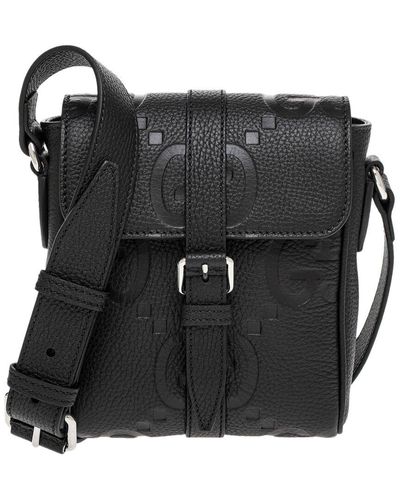 Gucci Jumbo GG Small Leather Messenger Bag - Black