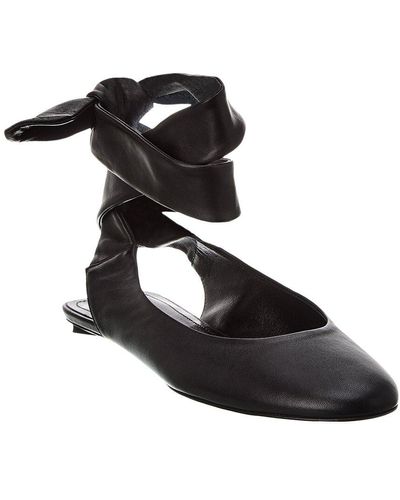 The Attico Cloe Leather Ballet Flat - Black