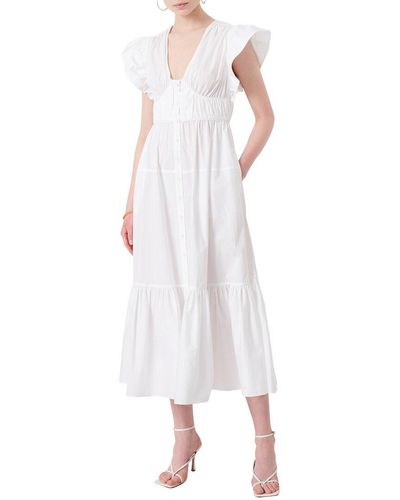 10 Crosby Derek Lam Greta Ruffle Sleeve Dress - White