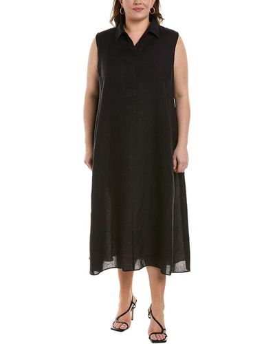 Marina Rinaldi Plus Drop Linen Dress - Black