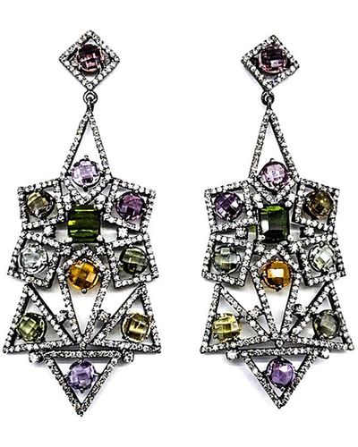 Arthur Marder Fine Jewelry 14k & Silver 15.42 Ct. Tw. Diamond & Tourmaline Earrings - White