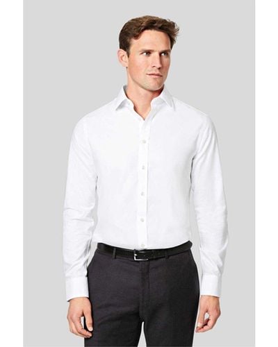 Charles Tyrwhitt Non-iron Mini Herringbone Slim Fit Shirt - White